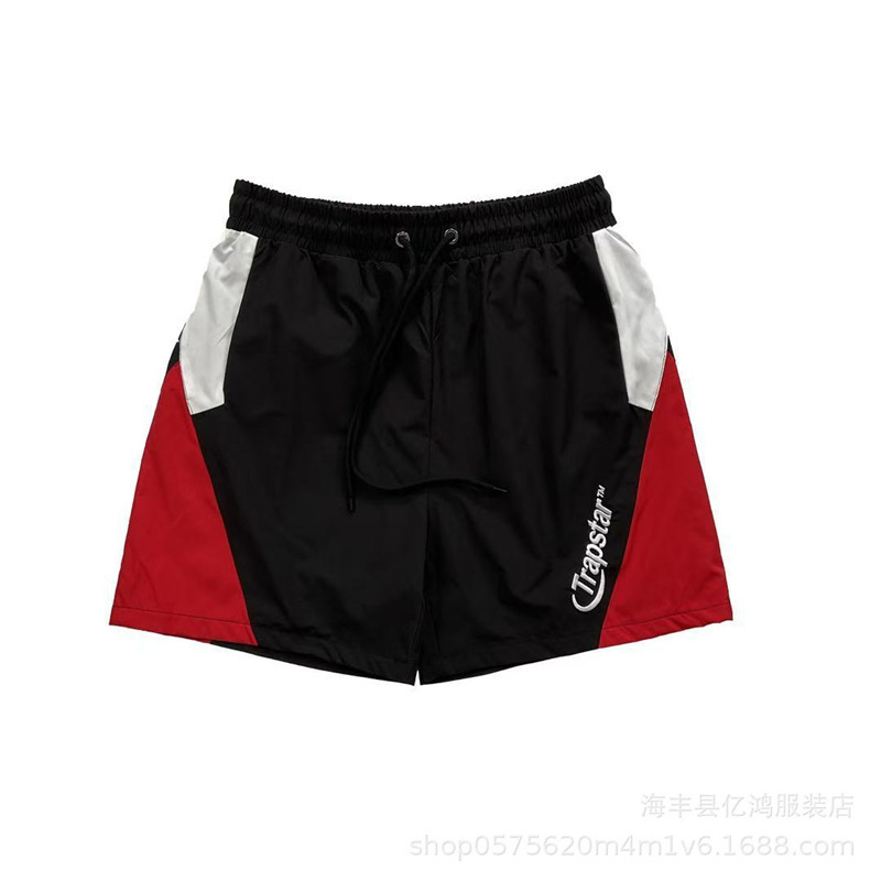 Trapstar Panelled Swim Shorts Black Red Trapstar Panelled Swim Shorts Black Red